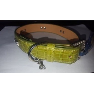 Collar luxo con huesitos verde 2,5 x 57 cm