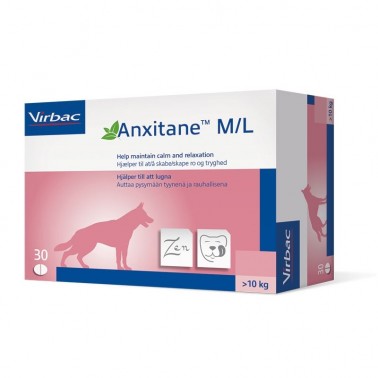 ANXITANE 30 COMPRIMIDOS VIRBAC manejo de la ansiedad y el estrés en perros y gatos.