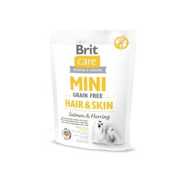 BRIT CARE GRAIN FREE MINI HAIR SKIN PERRO ADULTO CON SALMÓN Y ARENQUE 400g