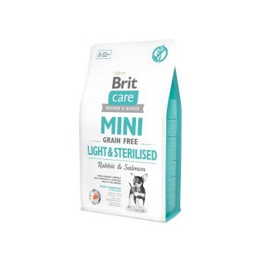 BRIT CARE GRAIN FREE MINI LIGHT & STERILISED PERRO ADULTO CON SALMÓN Y CONEJO 2Kg