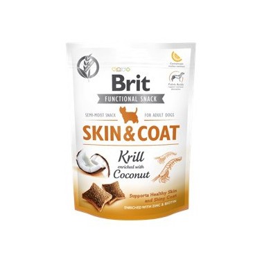 BRIT CARE SNACK SKIN&COAT PERRO ADULTO CON KRILL DE 150g