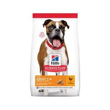 HILL'S SCIENCE PLAN PERRO ADULTO LIGHT RAZAS MEDIANAS CON POLLO 2,5kg