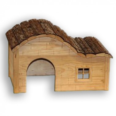 CONEJERA CON TEJADO CURVADO NATURE PARA ROEDORES 30x20x19cm