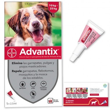 Advantix 10-25  Kg Pipetas para perros Antiparasitario Externo