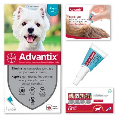 Advantix 4-10 Kg Pipetas para perros Antiparasitario Externo