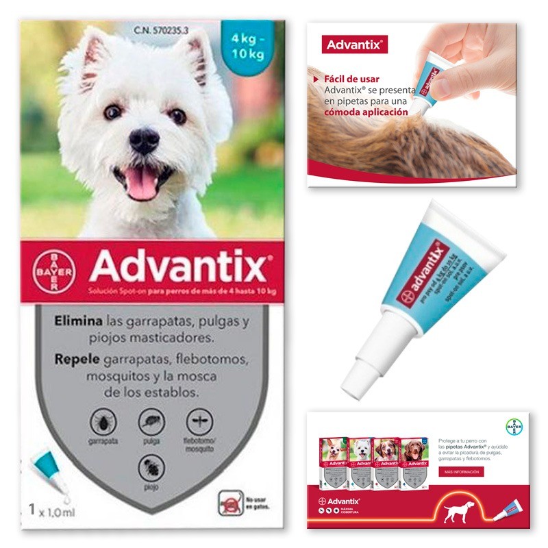 Advantix 4-10 Kg Pipetas para perros Antiparasitario Externo