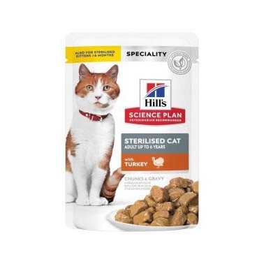 HILL'S SCIENCE PLAN GATO ADULT STERILISED POUCH CON PAVO DE 85g