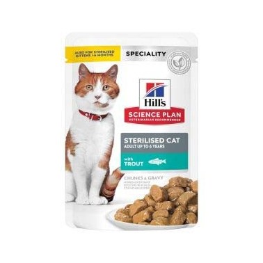 HILL'S SCIENCE PLAN GATO ADULT STERILISED POUCH CON TRUCHA DE 85g