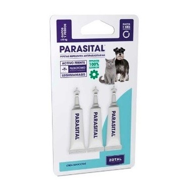 PARASITAL PIPETAS GATOS Y CACHORROS 3 Pipetas Antiparasitario Externo