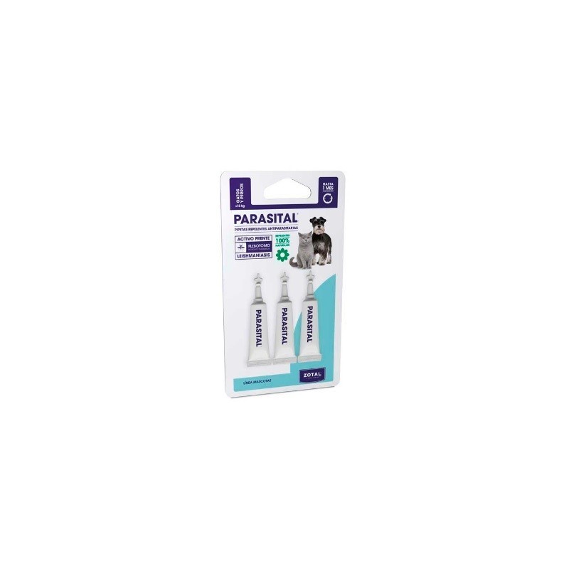 PARASITAL PIPETAS GATOS Y CACHORROS 3 Pipetas Antiparasitario Externo