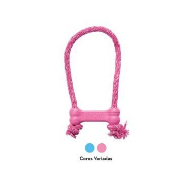 KONG PUPPY GOODIE BONE AZUL O ROSA CON CUERDA TALLA XS