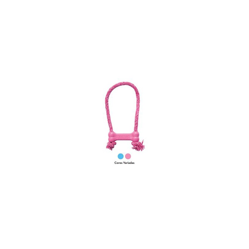 KONG PUPPY GOODIE BONE AZUL O ROSA CON CUERDA TALLA XS