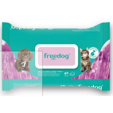 Freedog Toallitas Húmedas Lavanda y Vainilla Grande 40 Unidades