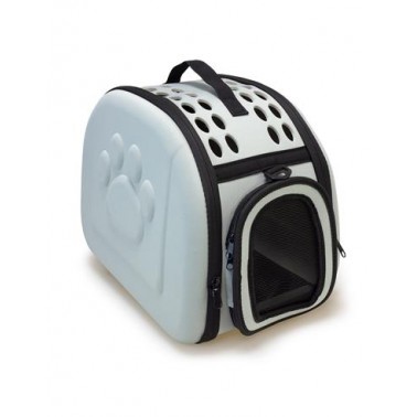 Transportín plegable gris - para pequeñas mascotas - 42 x 27 x 32 cm