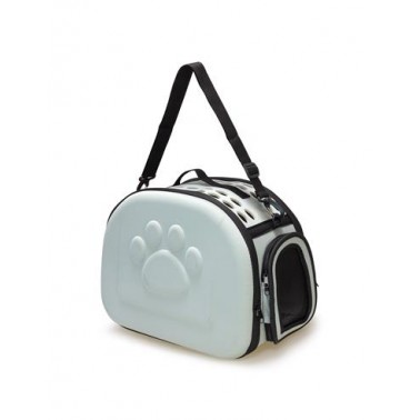 Transportín plegable gris - para pequeñas mascotas - 42 x 27 x 32 cm