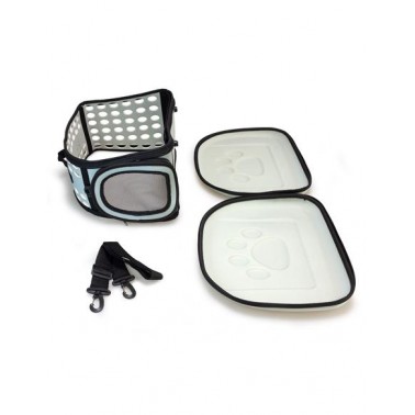 Transportín plegable gris - para pequeñas mascotas - 42 x 27 x 32 cm
