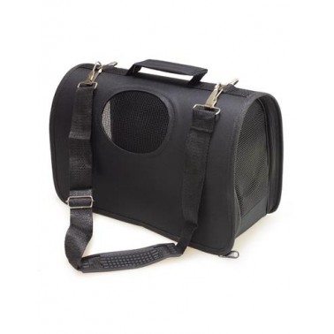 Transportín negro para pequeñas mascotas - talla L - 52 x 28 x 29 cm