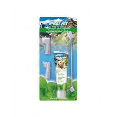 Set Dental menta - Pasta de dientes y cepillos para perros