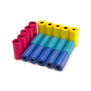 Bolsas de recambio de colores para excrementos de perro (20 rollos x 15 bolsas)