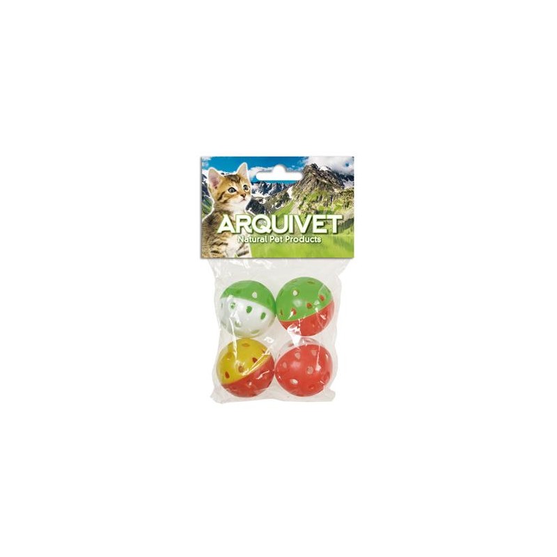 Pelota cascabel 4,5 cm para gatos - Blister con 4 unidades. Varios colores