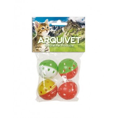 Pelota cascabel 4,5 cm para gatos - Blister con 4 unidades. Varios colores