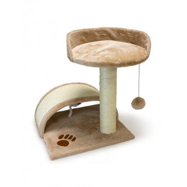 Rascador con poste y arco beige