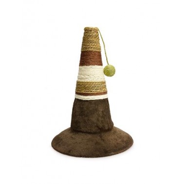 Rascador cono beige/marron/blanco para gatos - 32 x 32 x 47 cm