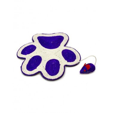Rascador huella lila con ratón - para gatos - 40 x 36 cm