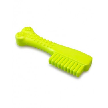 Cepillo de dientes verde de goma - para perros - 13,5 cm