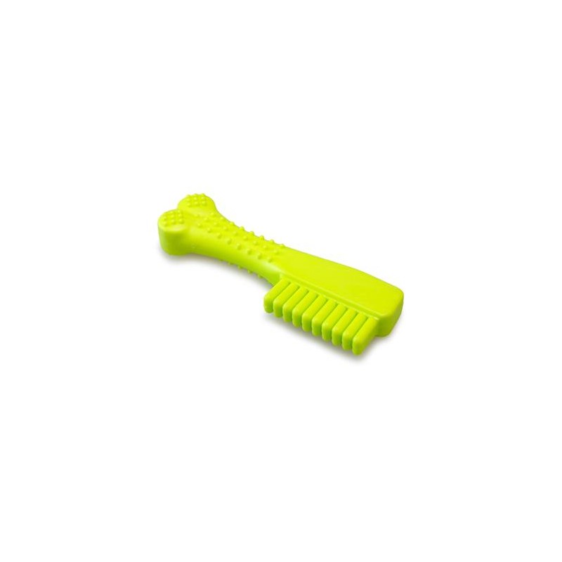 Cepillo de dientes verde de goma - para perros - 13,5 cm
