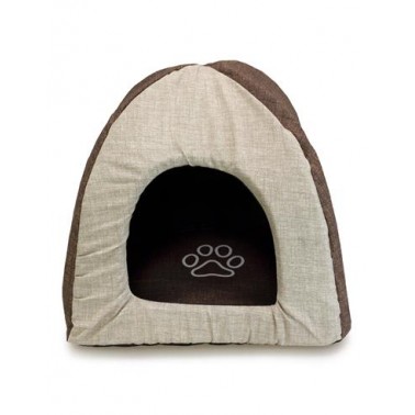 Iglú para perros Marrón y Beige con Huella 40x40x45cm