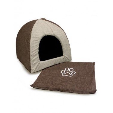Iglú para perros Marrón y Beige con Huella 40x40x45cm