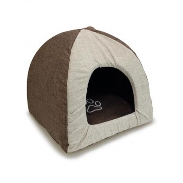 Iglú para perros Marrón y Beige con Huella 40x40x45cm