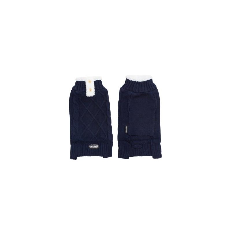 Jersey Azul de Cuello Blanco para perros "Aneto" M - 30 cm