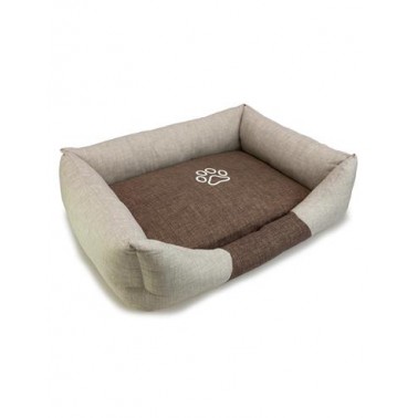 Cama cuadrada Marrón y Beige con Huella 55x46x17cm