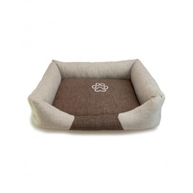 Cama cuadrada Marrón y Beige con Huella 55x46x17cm