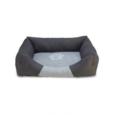Cama cuadrada Negra y Gris con huella 60 cm