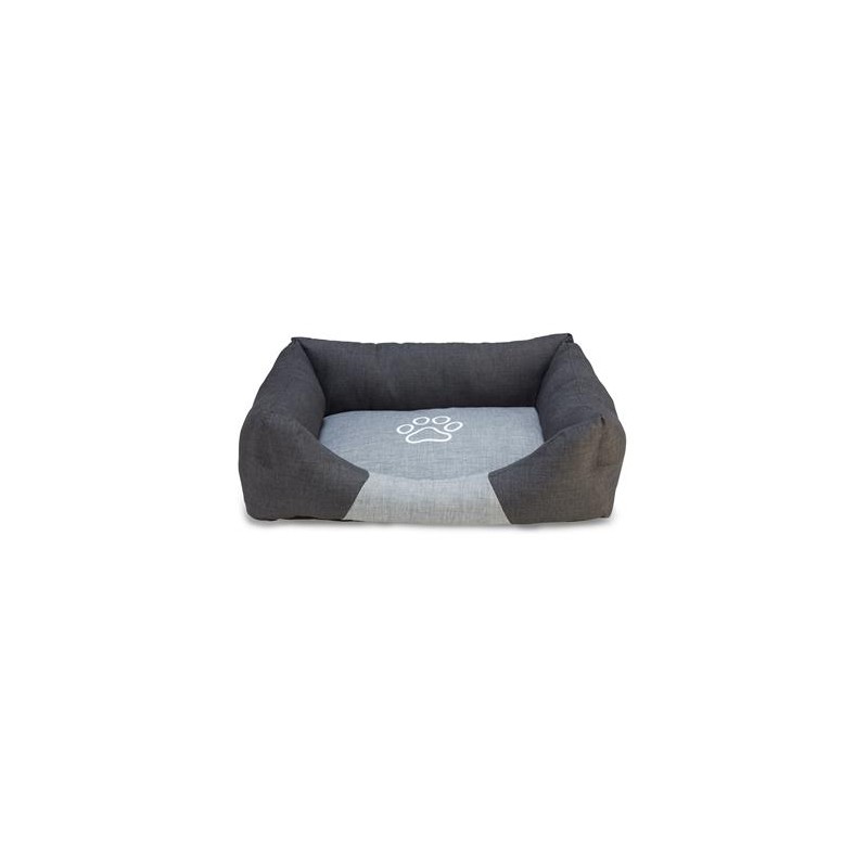 Cama cuadrada Negra y Gris con huella 60 cm