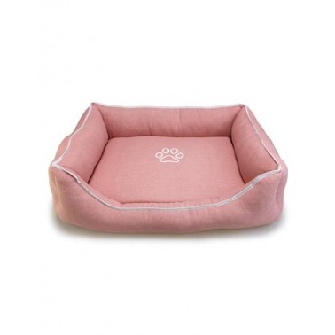 Cama cuadrada Rosa con Huella y Ribete 55x46x17cm