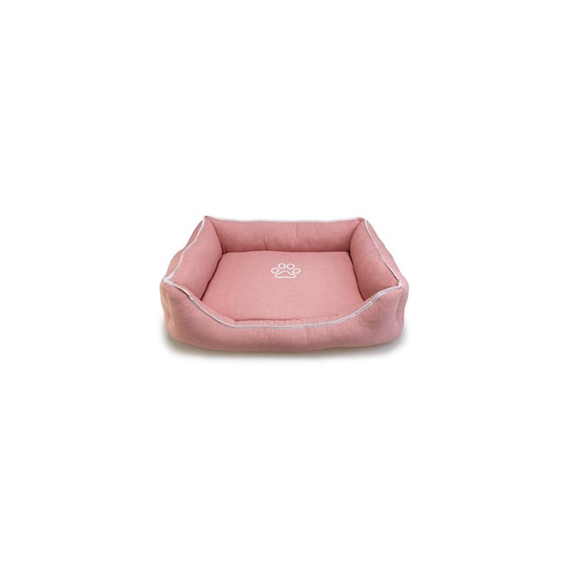 Cama cuadrada Rosa con Huella y Ribete 55x46x17cm