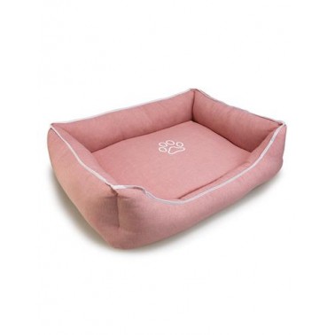 Cama cuadrada Rosa con Huella y Ribete 55x46x17cm