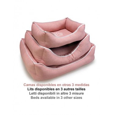 Cama cuadrada  Rosa con Huella y Ribete 70x55x19cm