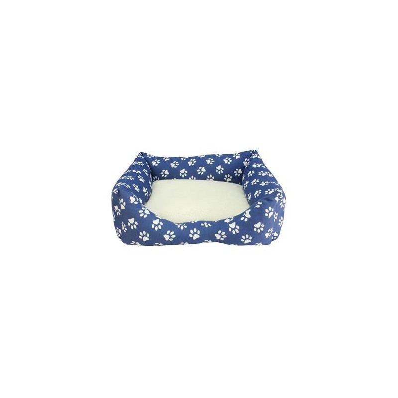 Cama "Azul con huellas blancas" - 60 x 50 x 18 cm