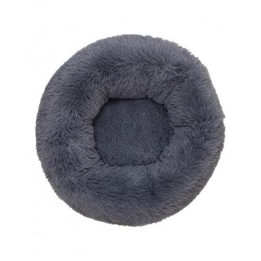 Cama redonda suave gris oscuro - 50 cm