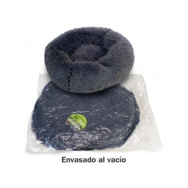 Cama redonda suave gris oscuro - 50 cm