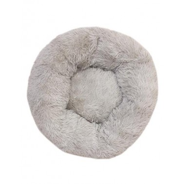 Cama redonda suave gris claro - 50 cm