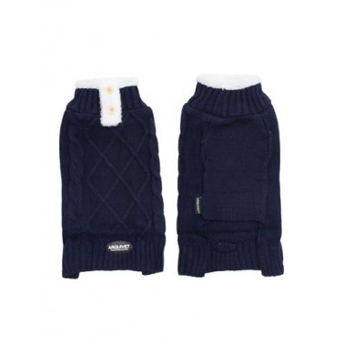 Jersey Azul de Cuello Blanco para perros "Aneto" XS - 20 cm - Protege del frío