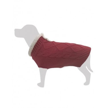 Jersey Burdeos de Cuello Blanco para perros "Teide" XL - 40 cm - Protege del frío