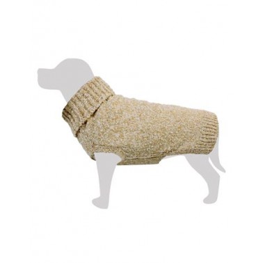 Jersey de punto jaspeado marrón - L/35cm - Ropa para perros - Ayuda a protegerlos del frío - Accesorios para mascotas