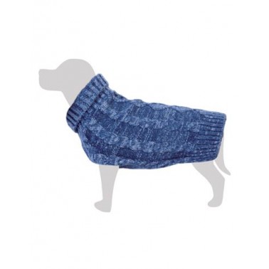 Jersey de punto trenzado azul indigo - XS/20cm - Ropa para perros - Ayuda a protegerlos del frío - Accesorios